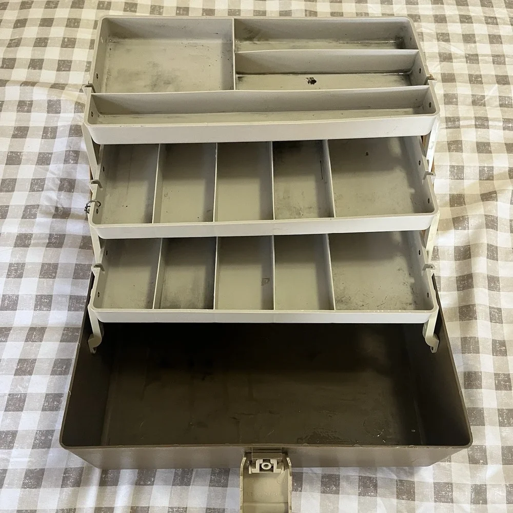 VTG 1979 Plano 3 Tray Tackle Box Fishing Outdoor Camping‎ USA Made Handle